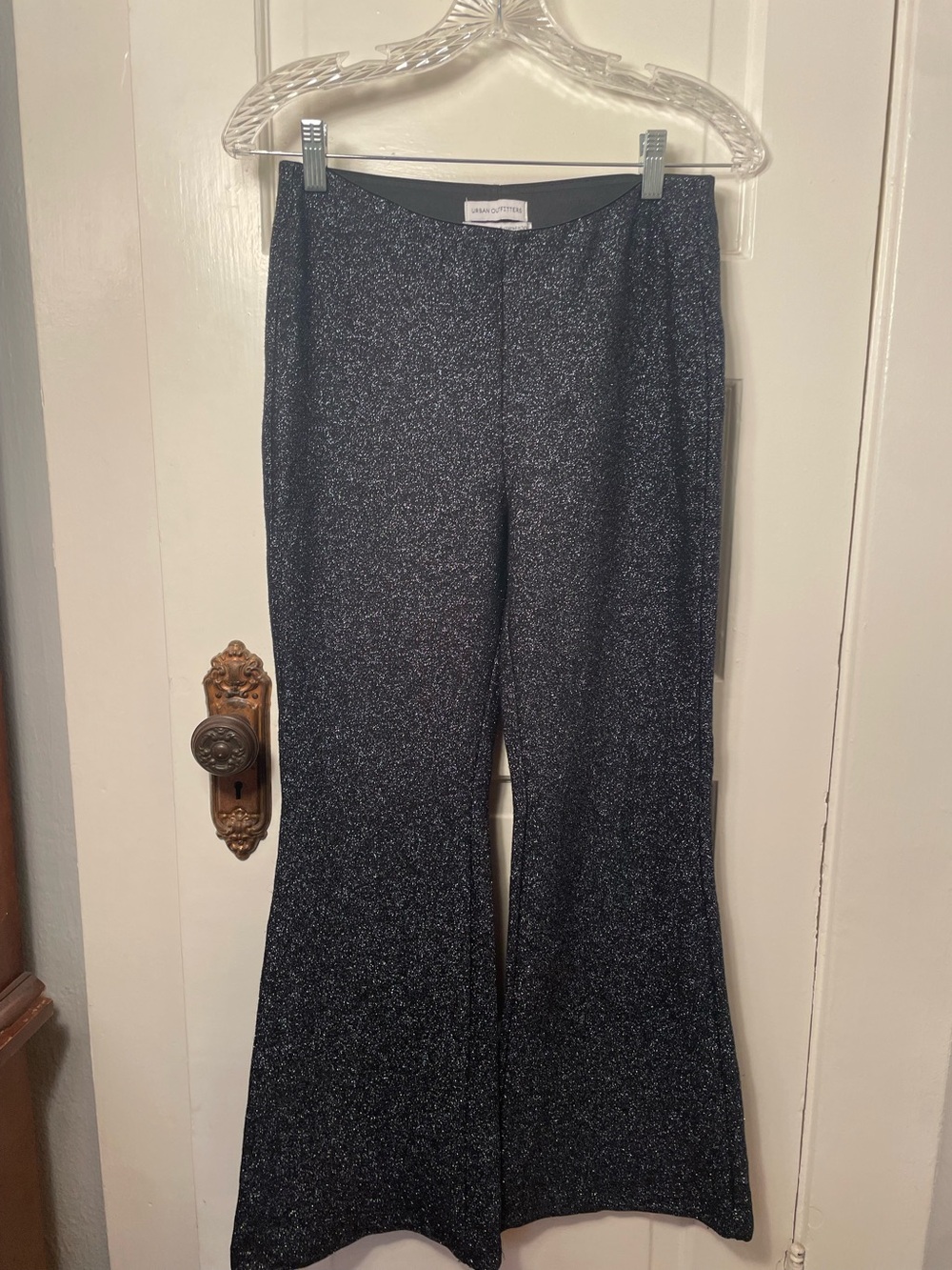 Urban Outfitters Black Silver Sparkle Flare Pants